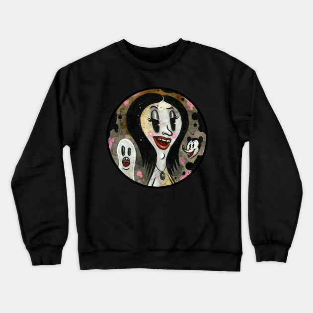 Ms. Muir and the Ghost  A Vintage Creepy  Rubber Hose cartoon Graphic Crewneck Sweatshirt by AtomicMadhouse